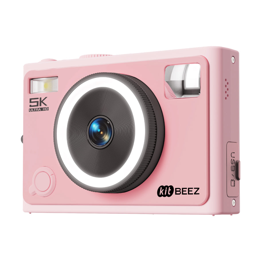 KiTBEEZ KF-4 Jellypink Digital Camera 75MP 18X 5K