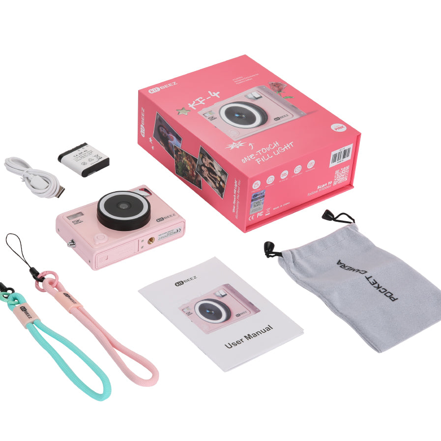 KiTBEEZ KF-4 Jellypink Digital Camera 75MP 18X 5K