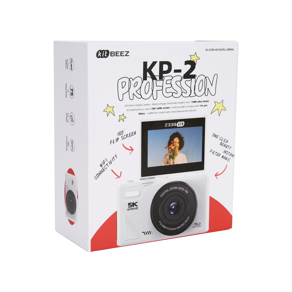 KiTBEEZ KP-2 180°Flip Screen Selfie 5K Camera