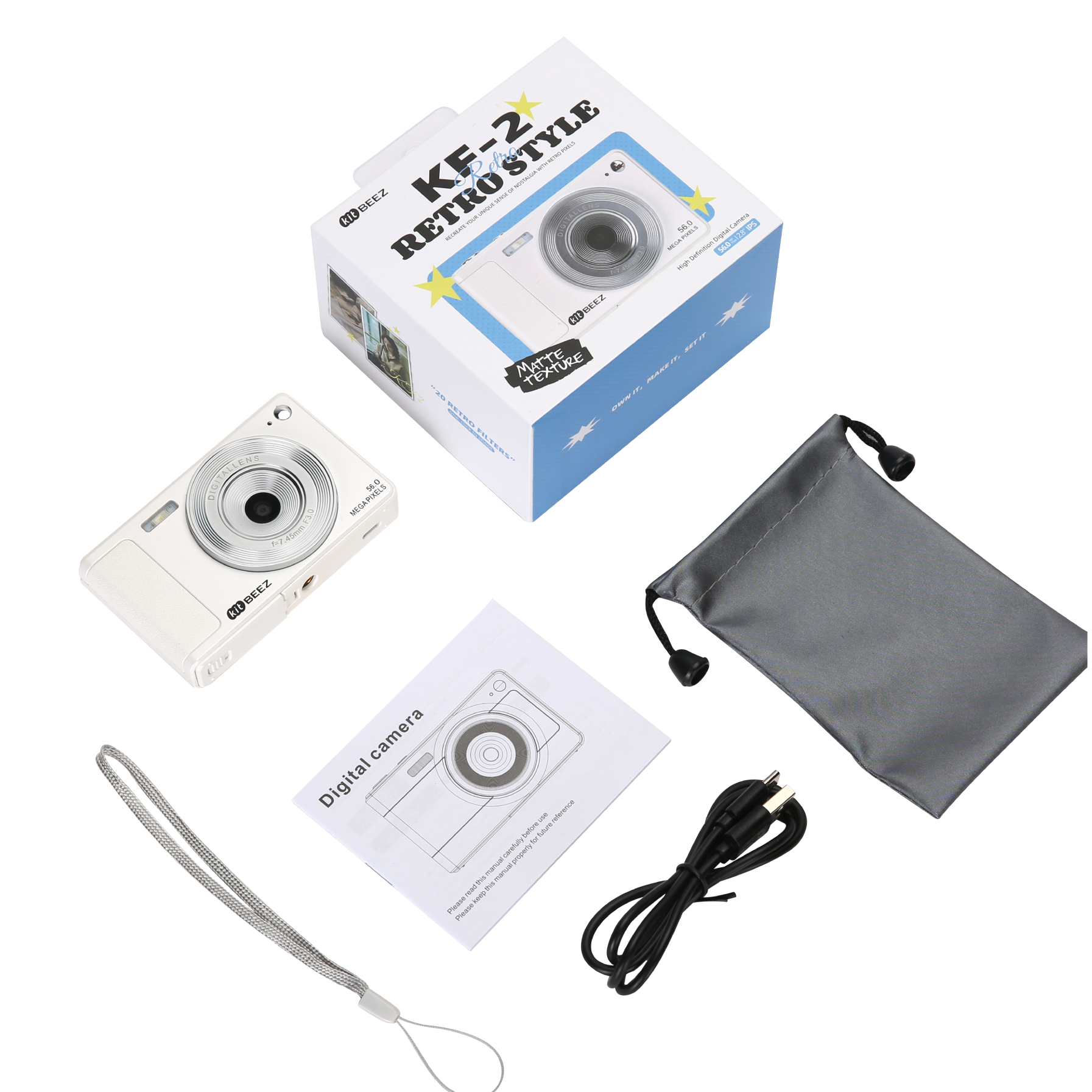 KiTBEEZ KF-2 Digital Camera 56MP 16X Retro Camera