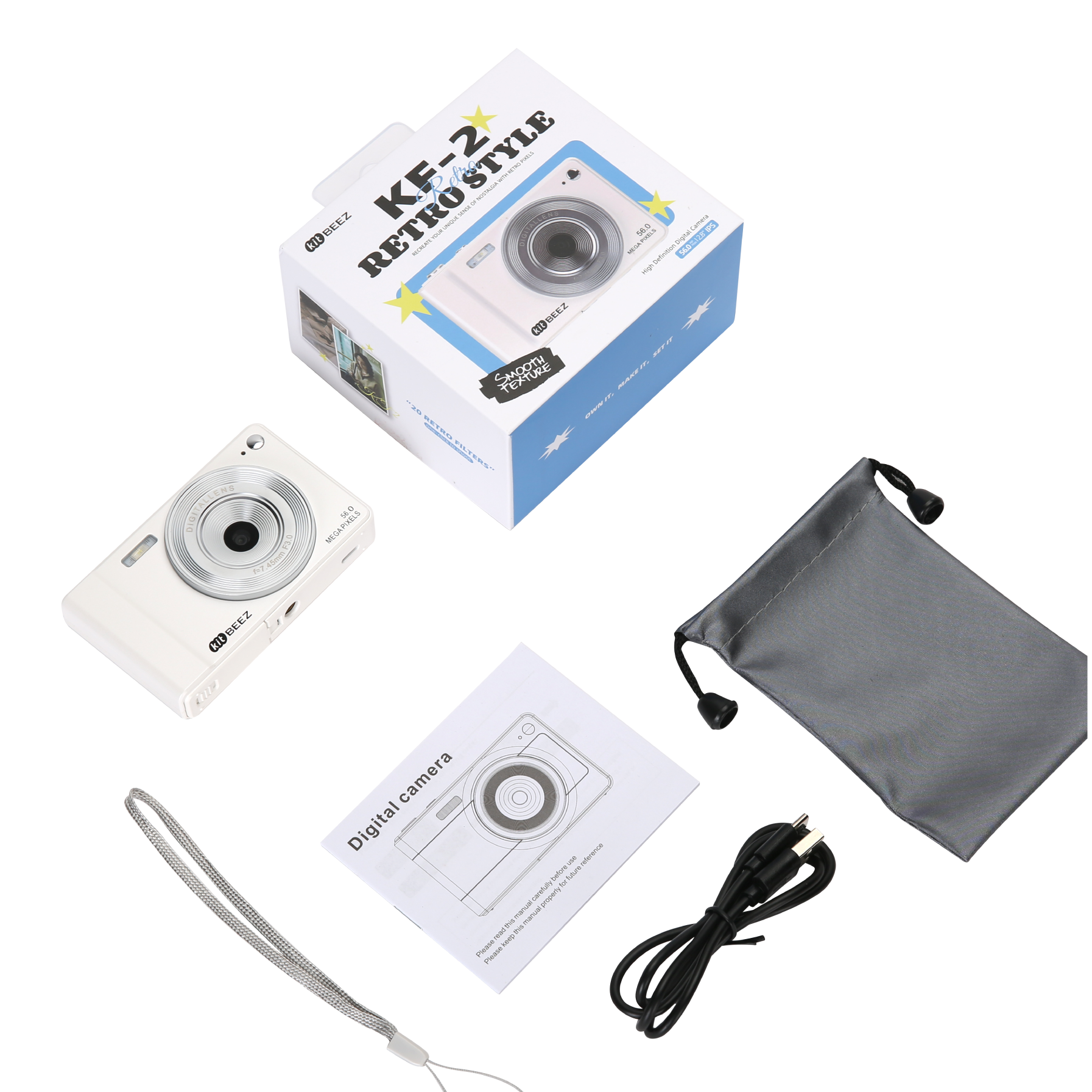 KiTBEEZ KF-2 Digital Camera 56MP 16X Retro Camera