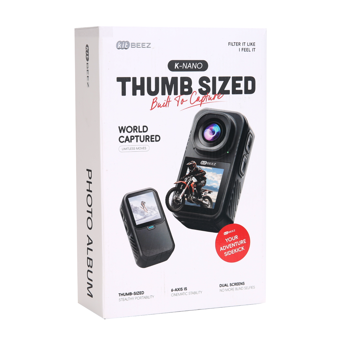 KITBEEZ K-NANO Thumb-Sized 5K Dual-Screen Action Camera