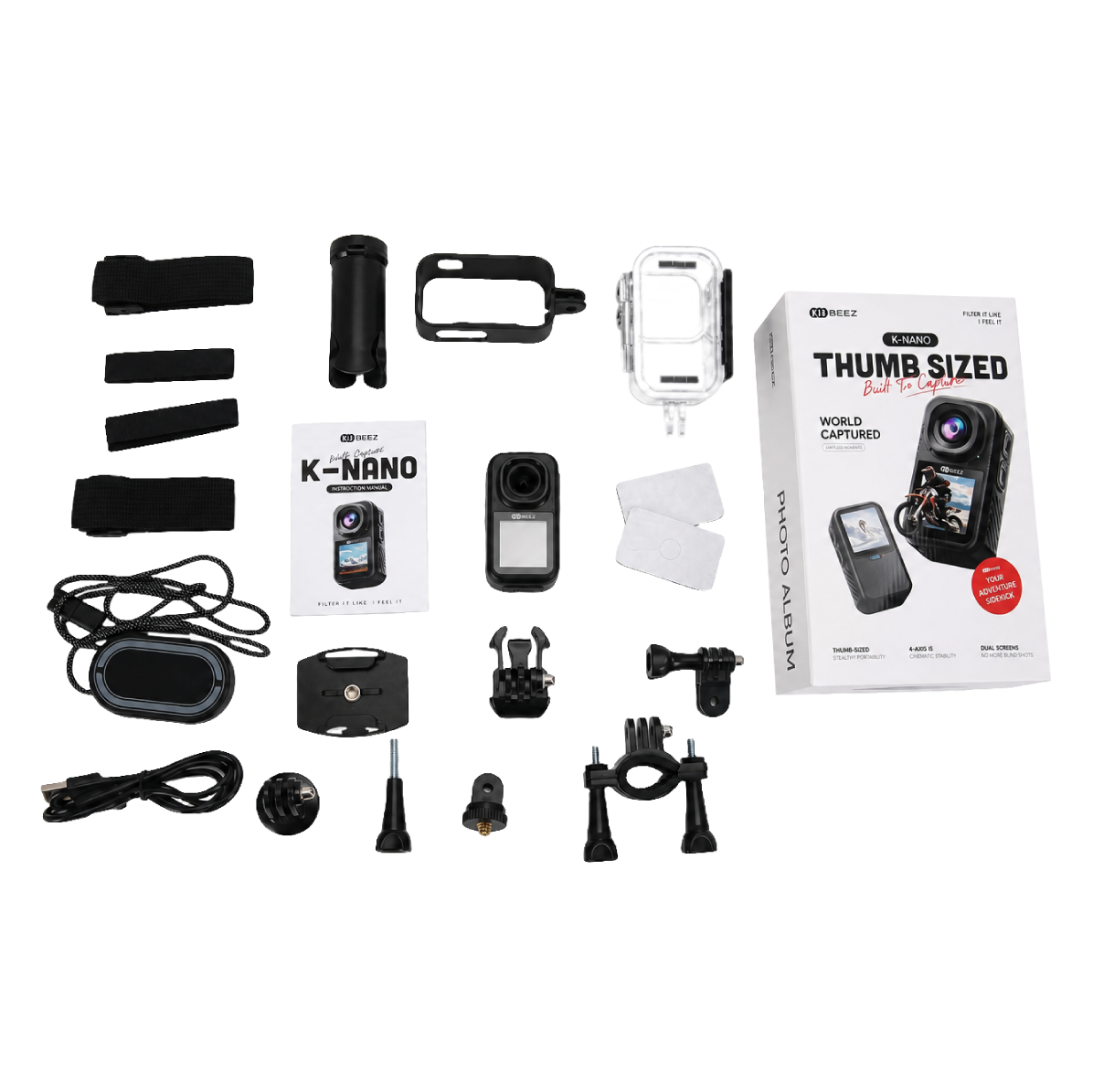 KITBEEZ K-NANO Thumb-Sized 5K Dual-Screen Action Camera