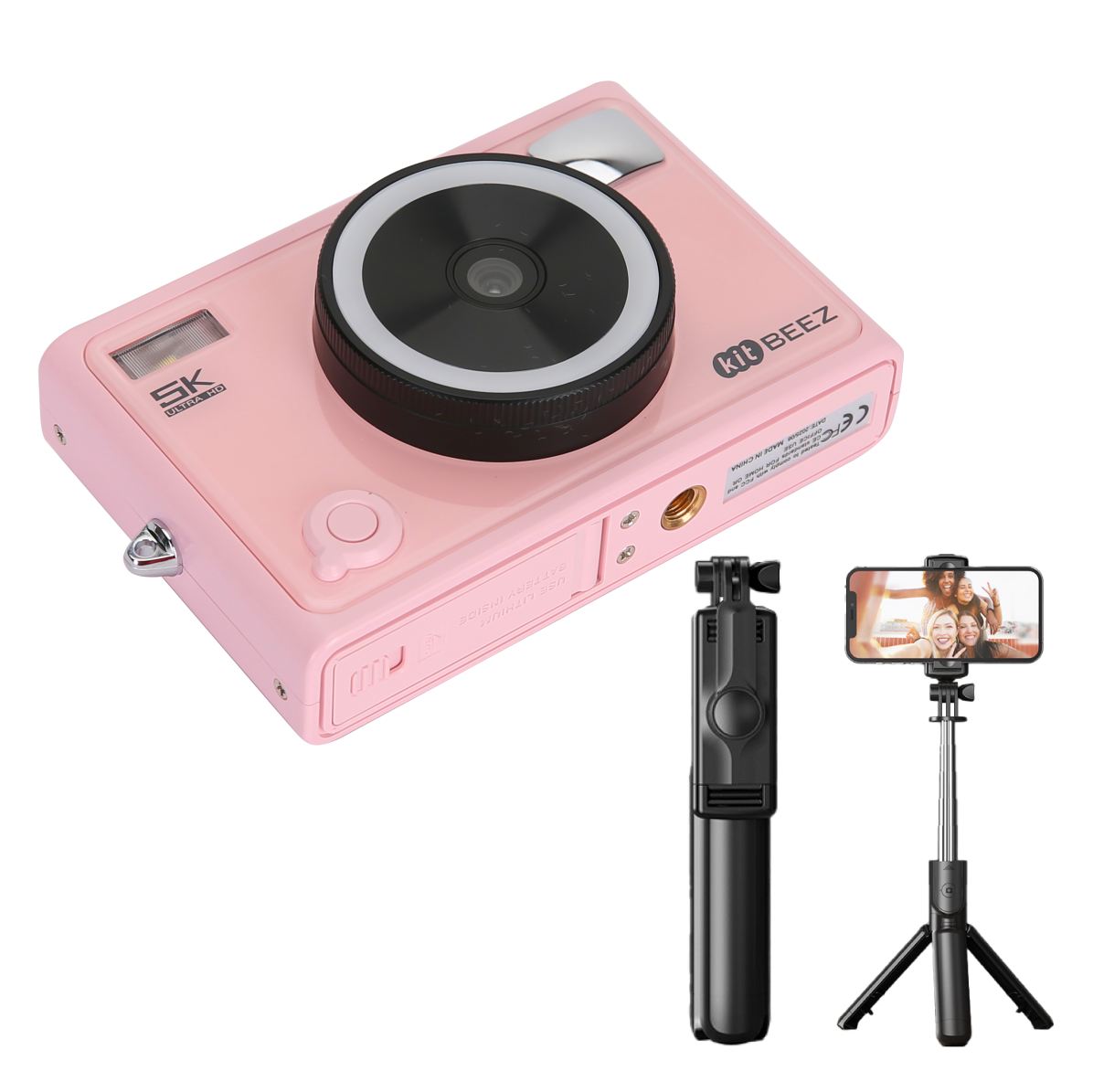 KiTBEEZ KF-4 Jellypink Digital Camera 75MP 18X 5K