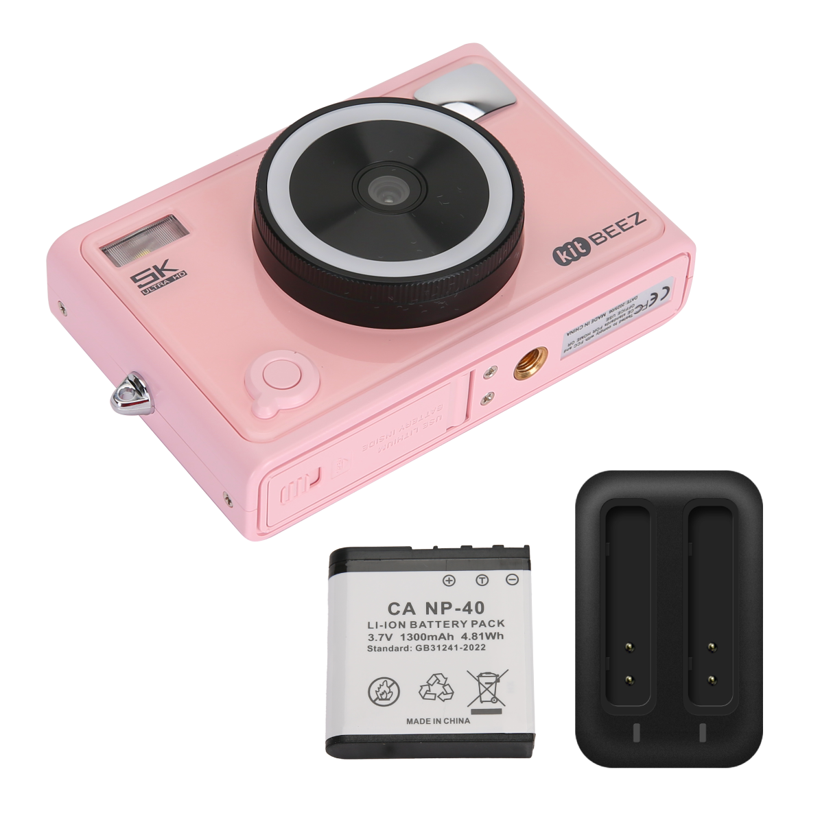 KiTBEEZ KF-4 Jellypink Digital Camera 75MP 18X 5K